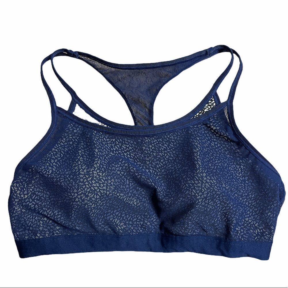 Energized by Pierre Cardin Blue layered Sports Bra size Medium